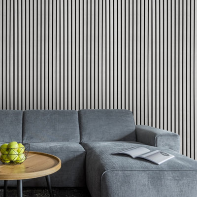 Fuse Acoustic Wooden Wall Panel In Concrete Effect2.4M X 0.6M from B&Q