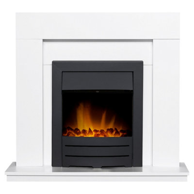 B&Q -  Malmo Fireplace In White With Colorado Electric Fire In Black39 Inch