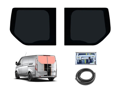 Van Demon Rear Twin Barn Door Dark Tint Glass Windows Fitting Kit Ford Transit Custom