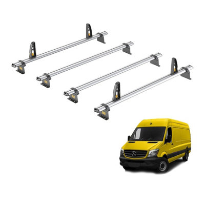 B&Q -  Mercedes Sprinter (2006-2018) Roof Rack 4 Aluminium Roof Bars With LoadstopsUltibar PlusVg236-4