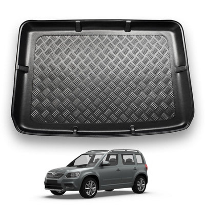 B&Q -  Skoda Yeti (2009-2017) Boot Liner (Upper Boot Position With Spare Wheel) Tailored Boot Mat Protector Waterproof Accessory
