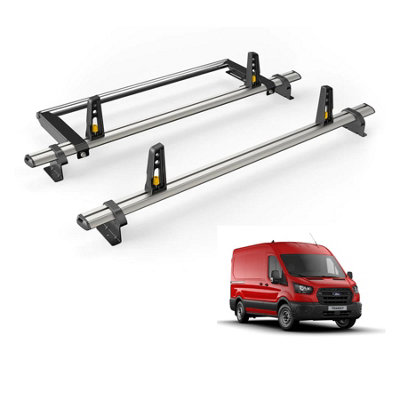 B&Q -  Ford Transit (2014+) Roof Rack 2 Aluminium Roof BarsRear Ladder Roller With LoadstopsUltibar PlusVg311-2/vgr-05