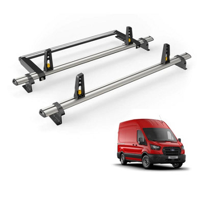 B&Q -  Ford Transit (2014+) Roof Rack 2 Aluminium Roof BarsRear Ladder Roller With LoadstopsUltibar PlusVg310-2/vgr-06
