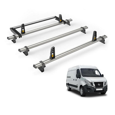 B&Q -  Nissan Nv400 (2010-2021) Roof Rack 3 Aluminium Roof BarsRear Ladder Roller With Loadstops Ultibar Plus Vg286-3/vgr-03