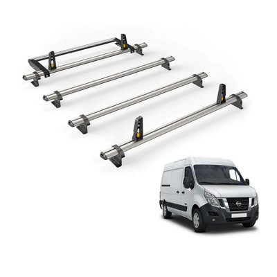 B&Q -  Nissan Nv400 (2010-2021) Roof Rack 4 Aluminium Roof BarsRear Ladder Roller With Loadstops Ultibar Plus Vg286-4/vgr-03