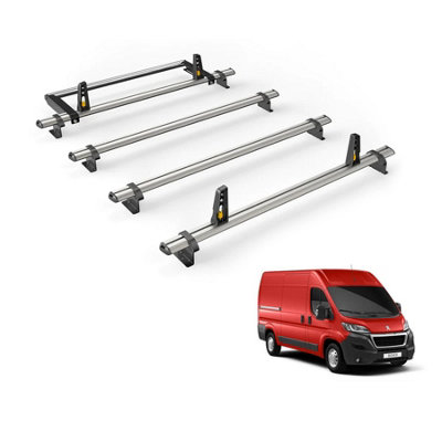 B&Q -  Peugeot Boxer (2006+) Roof Rack 4 Aluminium Roof BarsRear Ladder Roller With LoadstopsUltibar Plus