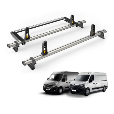 B&Q -  Renault Master (2010+) Roof Rack 2 Aluminium Roof BarsRear Ladder Roller With Loadstops Ultibar Plus Vg286-2/vgr-03