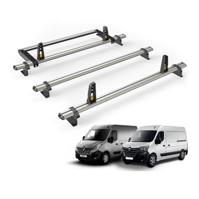 B&Q -  Renault Master (2010+) Roof Rack 3 Aluminium Roof BarsRear Ladder Roller With Loadstops Ultibar Plus Vg286-3/vgr-03