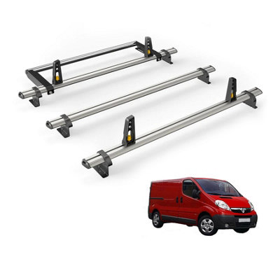 B&Q -  Vauxhall Vivaro (2001-2014) Roof Rack 3 Aluminium Roof BarsRear Ladder Roller With LoadstopsUltibar Plus