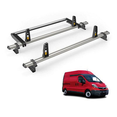 B&Q -  Vauxhall Vivaro 2001-2014 Roof Rack 2 Aluminium Roof Bars Rear Ladder Roller With Loadstops Ultibar Plus Vg211-2/vgr-03