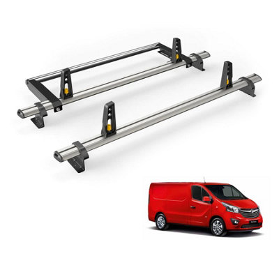 B&Q -  Vauxhall Vivaro (2014-2019) Roof Rack 2 Aluminium Roof BarsRear Ladder Roller With LoadstopsUltibar Plus