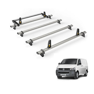 Van Guard Vw Transporter (2003-2015) Roof Rack 4 Aluminium Roof BarsRear Ladder Roller With LoadstopsUltibar Plus from B&Q
