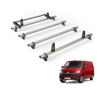 Van Guard Vw Transporter (2015+) Roof Rack 4 Aluminium Roof BarsRear Ladder Roller With LoadstopsUltibar Plus from B&Q