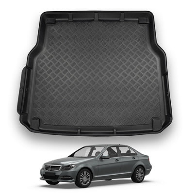 B&Q -  Mercedes C-Class (2007-2015) (W204) Boot Liner Tailored Boot Protector Waterproof Raised Edges Accessory Dog Pet Friendly