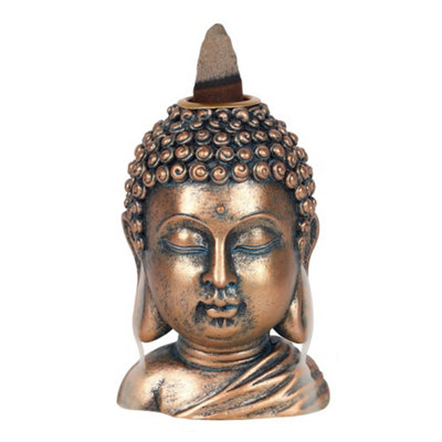 Something Different Buddha Head Backflow Incense Burner Bronze