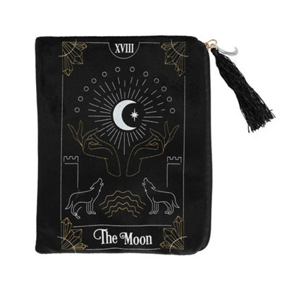 Something Different White/Gold The Moon Tarot Card Zippered Bag