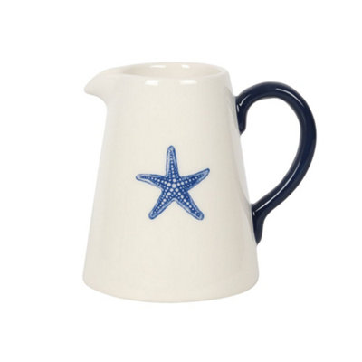 Small Ceramic Starfish Design Flower Jug Vase (H11 Cm) from B&Q