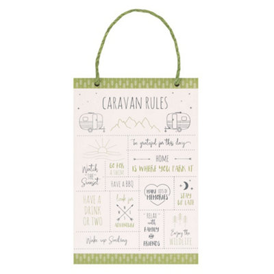 Something Different 30Cm Happy Camper Caravan Rules Hanging Sign from B&Q