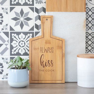 Kiss The Cook' Bamboo Serving Board (H26.5 Cm) from B&Q