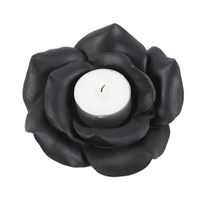 Black Rose Resin Tealight Candle Holder from B&Q