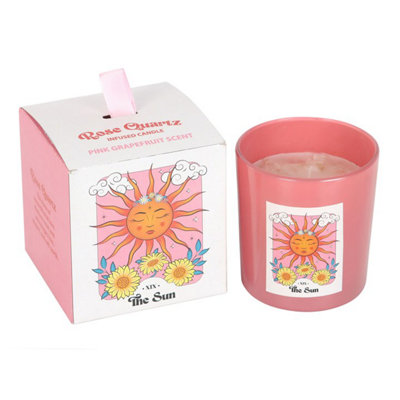 The Sun Rose Quartz Crystal Chip Candle from B&Q