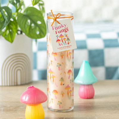 Funky Fungi Mushroom Print Tube Candle from B&Q