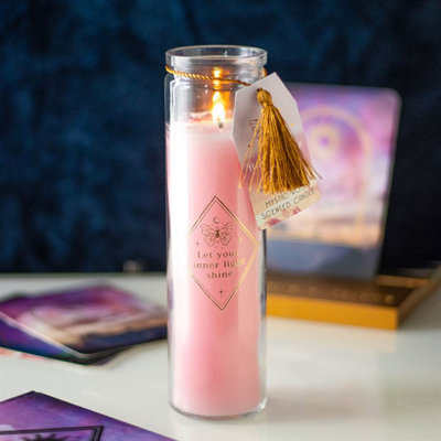 Mystic Rose Tube Candle With Rose Quartz Crystals from B&Q