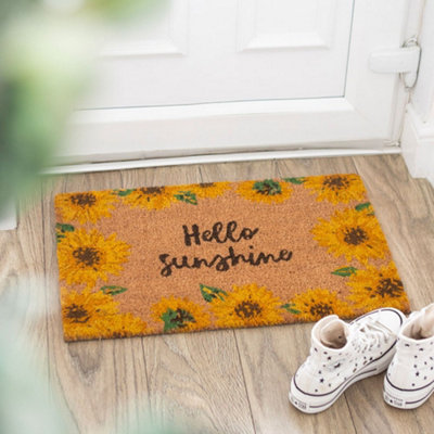 Something Different Hello Sunshine Sunflower Doormat Non Slip Bright Floral Welcome Mat For Indoor And Outdoor Use from B&Q
