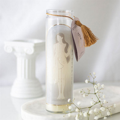 Aphrodite Goddess Tube Candle With Rose Quartz Crystals from B&Q