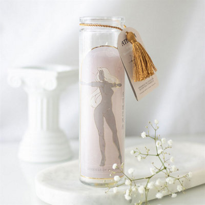 Athena Goddess Tube Candle With Clear Quartz Crystals from B&Q