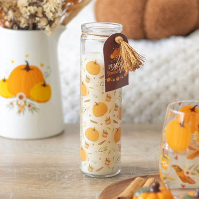 B&Q Pumpkin Print Tube Candle Home Decorative