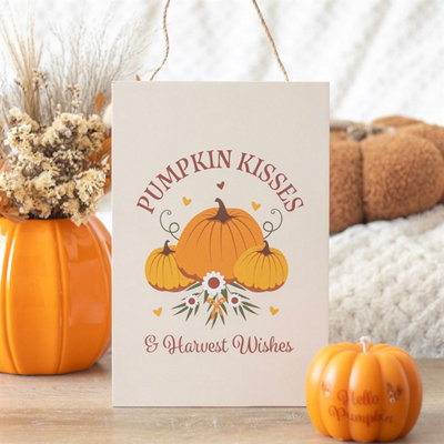 Pumpkin Kisses & Harvest Wishes Hanging Sign from B&Q