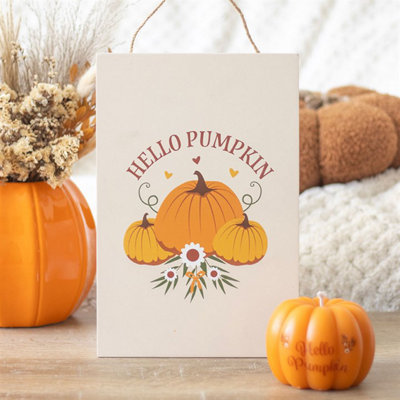 Autumn Days Hello Pumpkin Hanging Sign from B&Q