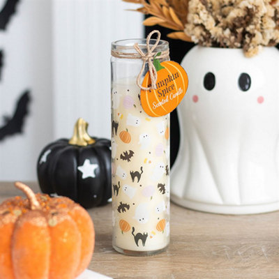 Sweet And Spooky Print Candy Corn Tube Candle from B&Q