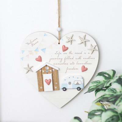 Life On The Road Shell Caravan Hanging Heart from B&Q