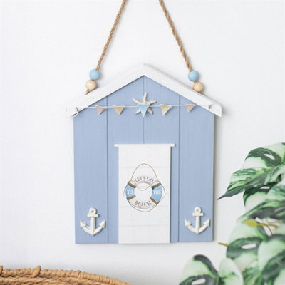 Blue Life Ring Beach Hut Hanging Decoration from B&Q