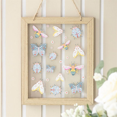  - Floral Bug Print Glass Wall Hanging