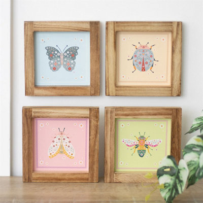  - Set Of 4 Floral Bug Framed Wall Art Prints