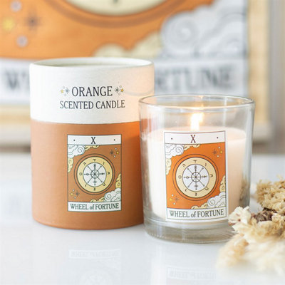 The Wheel Of Fortune Vintage Tarot Orange Candle from B&Q