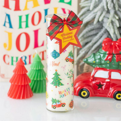 Nostalgic Christmas Print Christmas Pudding Scented Tube Candle from B&Q