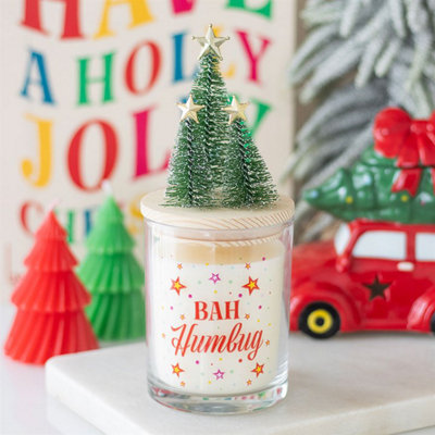  - Bah Humbug Orange & Clove Glass Candle With Tree