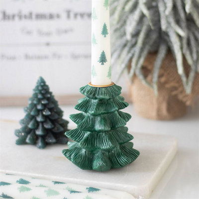 Something Different Green Fir Tree Candle Holder With Taper Candle from B&Q