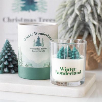 Winter Wonderland Candle With Tree Scene from B&Q