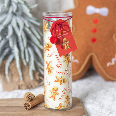 Candy Cane Warm Gingerbread Tube Candle from B&Q
