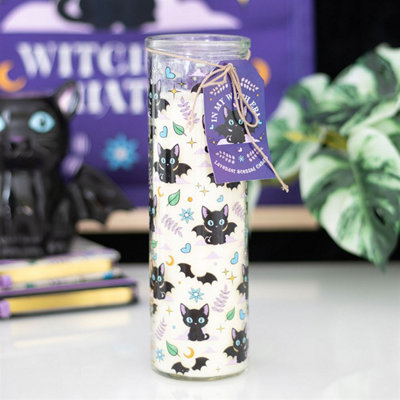 Cute And Creepy Cat Print Lavender Tube Candle from B&Q