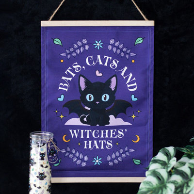  - BatsCats And Witches Hats Fabric Wall Hanging