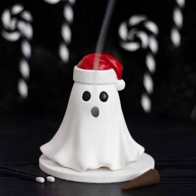 Ghost With Santa Hat Tealight And Incense Cone Holder from B&Q