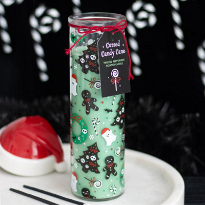 Merry Creepmas Cursed Candy Cane Tube Candle from B&Q