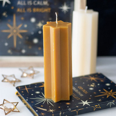 Gold Starry Night Star Shaped Taper Candle from B&Q