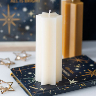 Cream Starry Night Star Shaped Taper Candle from B&Q